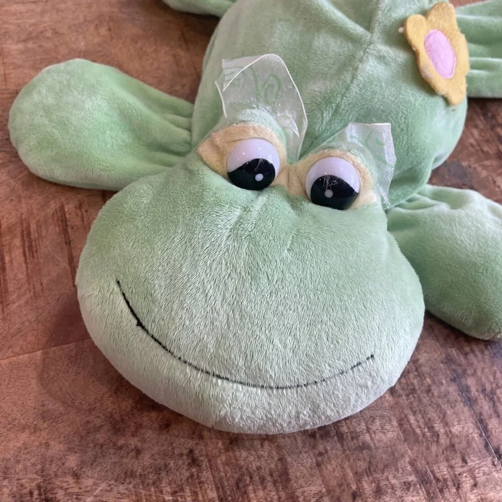 Kellytoy Lying Down Frog Eyes Smile Flower Floppy Soft Big Eyes Green Well Loved